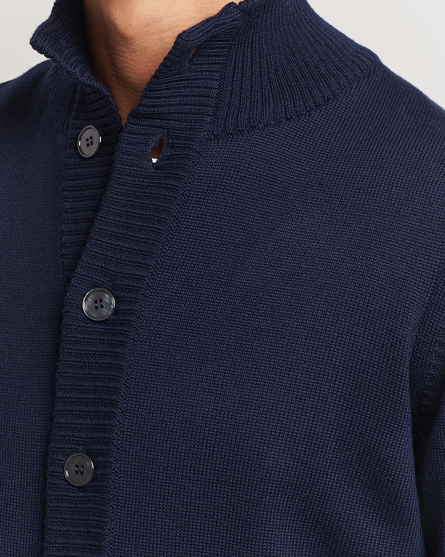 Mies | Puserot | Stenströms | Chunky Knitted Merino Cardigan Navy