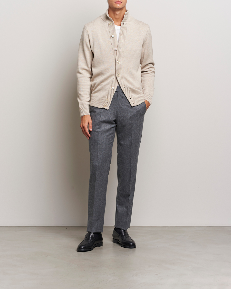 Mies | Puserot | Stenströms | Chunky Knitted Merino Cardigan Beige