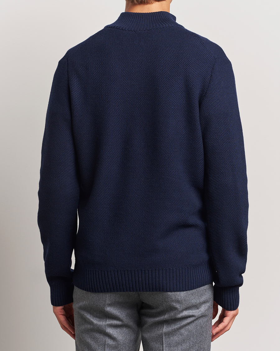 Mies | Puserot | Stenströms | Chunky Merino Knitted Half Zip Navy