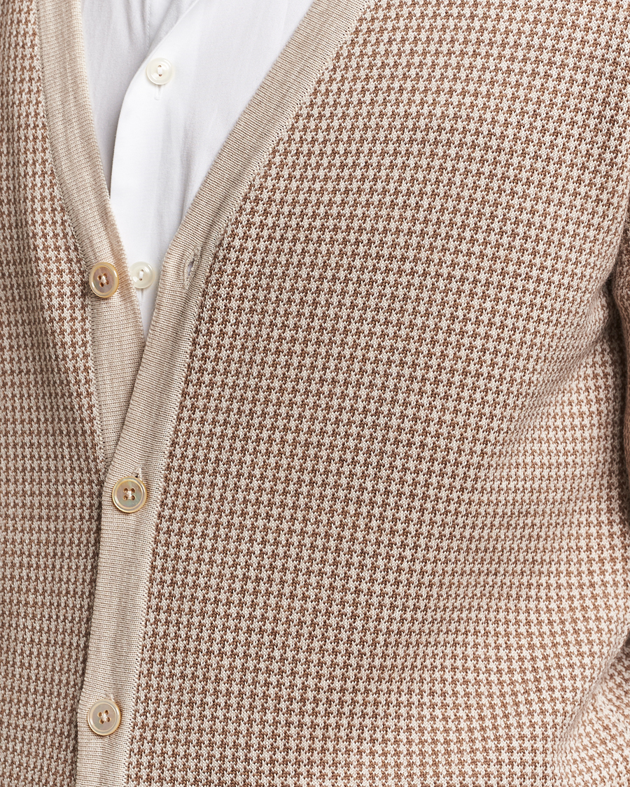 Mies | Puserot | Stenströms | Pepita Merino Wool Cardigan Brown