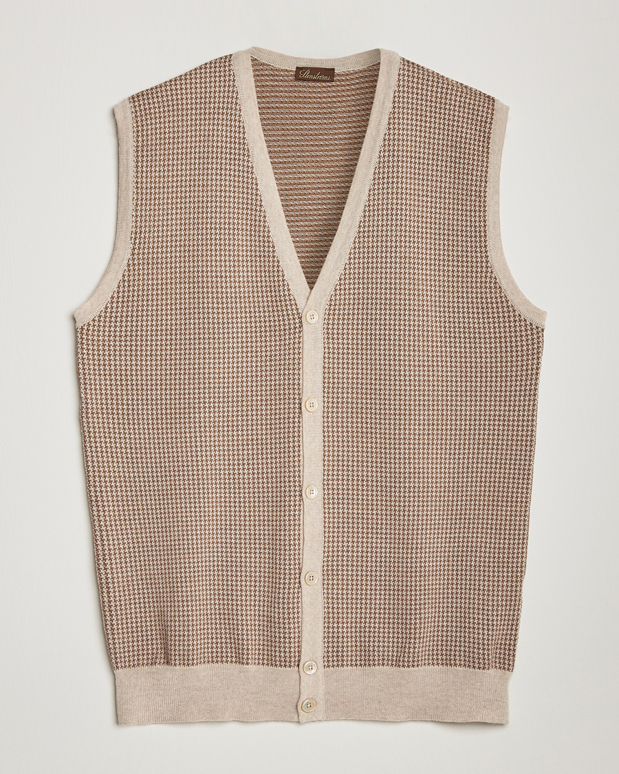 Mies | Puserot | Stenströms | Pepita Merino Wool Vest Brown