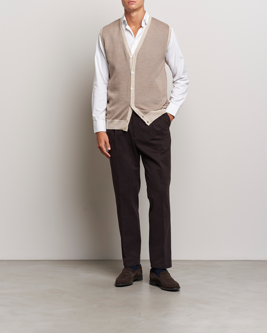Mies | Puserot | Stenströms | Pepita Merino Wool Vest Brown