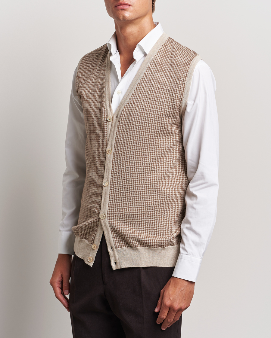 Mies | Puserot | Stenströms | Pepita Merino Wool Vest Brown