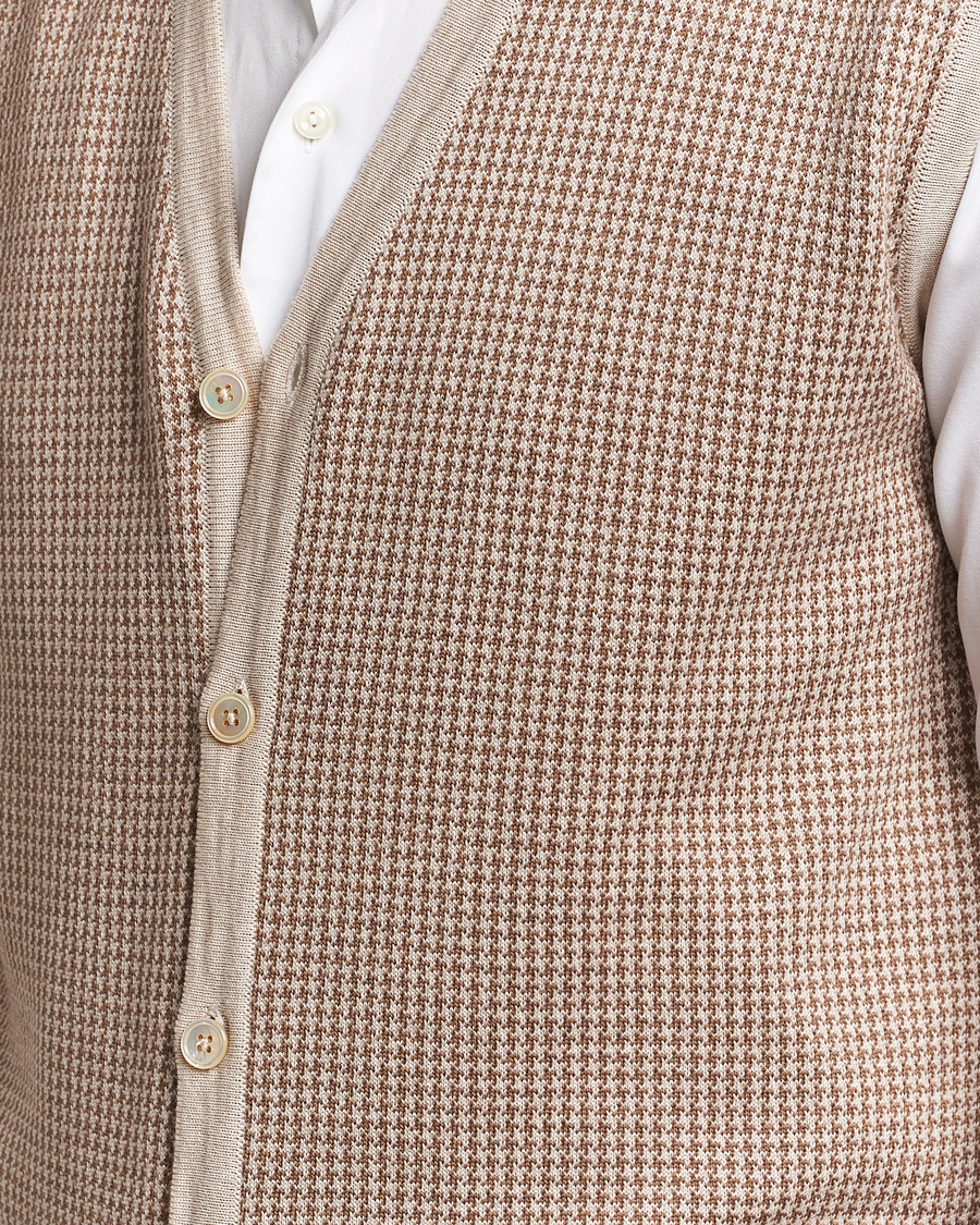 Mies | Puserot | Stenströms | Pepita Merino Wool Vest Brown