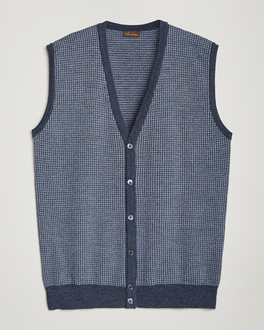 Mies | Puserot | Stenströms | Pepita Merino Wool Vest Navy