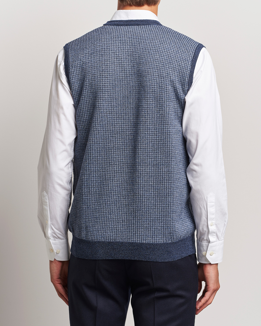 Mies | Puserot | Stenströms | Pepita Merino Wool Vest Navy