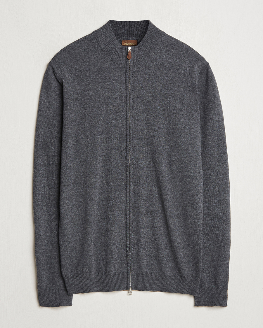 Mies | Puserot | Stenströms | Merino Full Zip Dark Grey