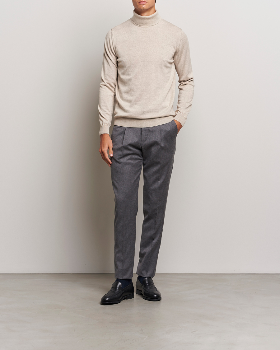 Mies | Puserot | Stenströms | Merino Rollneck Beige