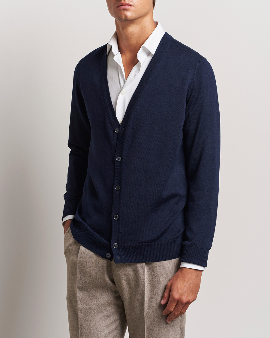 Mies | Puserot | Stenströms | Merino Cardigan Navy