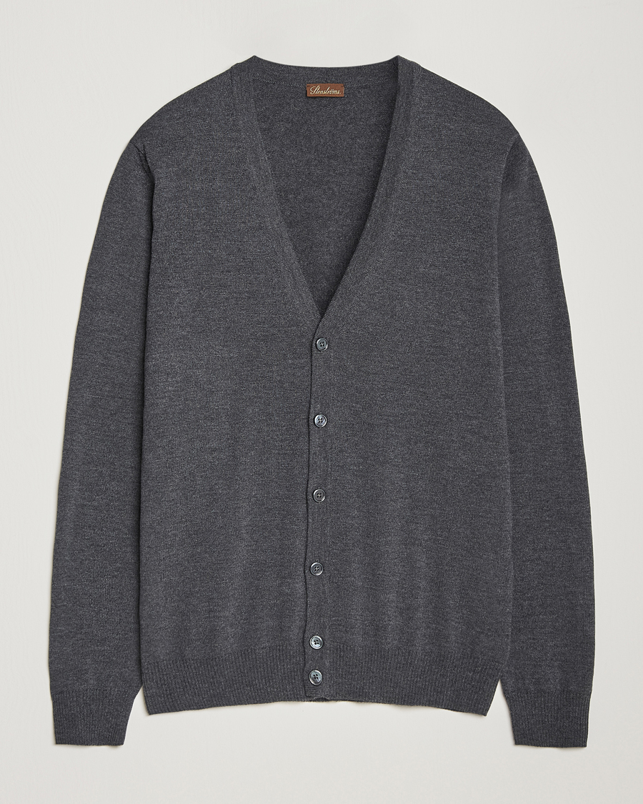 Mies | Puserot | Stenströms | Merino Cardigan Dark Grey