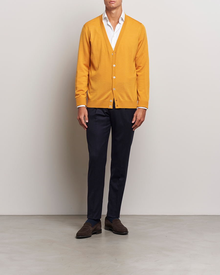 Mies | Puserot | Stenströms | Merino Cardigan Yellow
