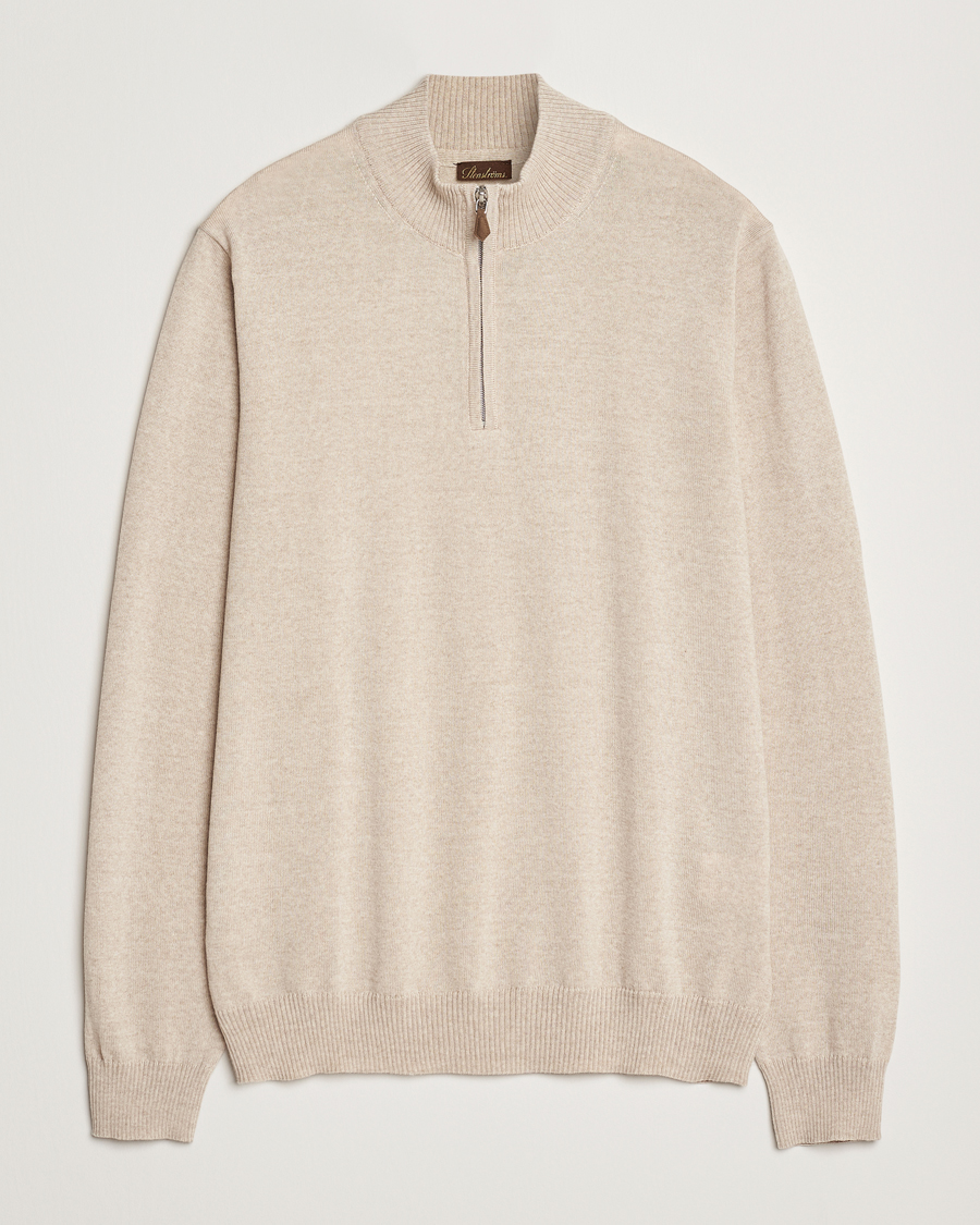 Mies | Puserot | Stenströms | Merino Half Zip Beige