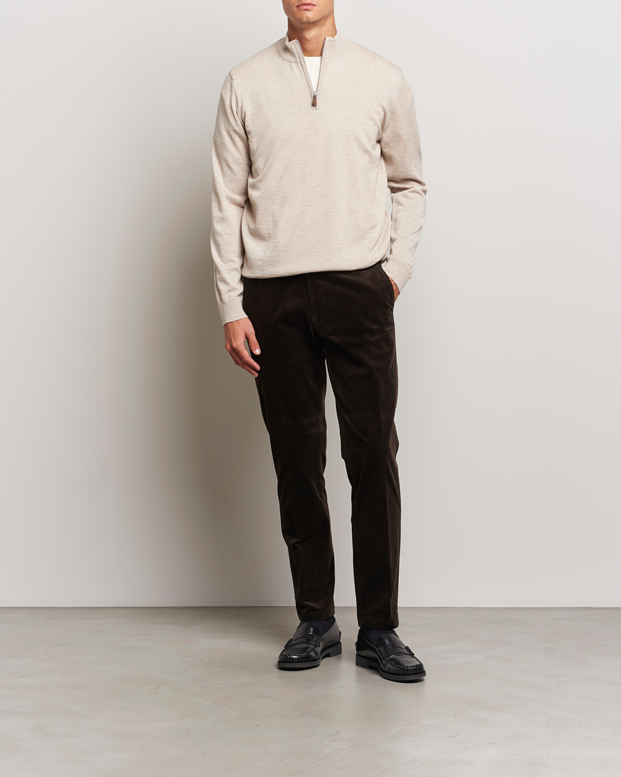 Mies | Puserot | Stenströms | Merino Half Zip Beige