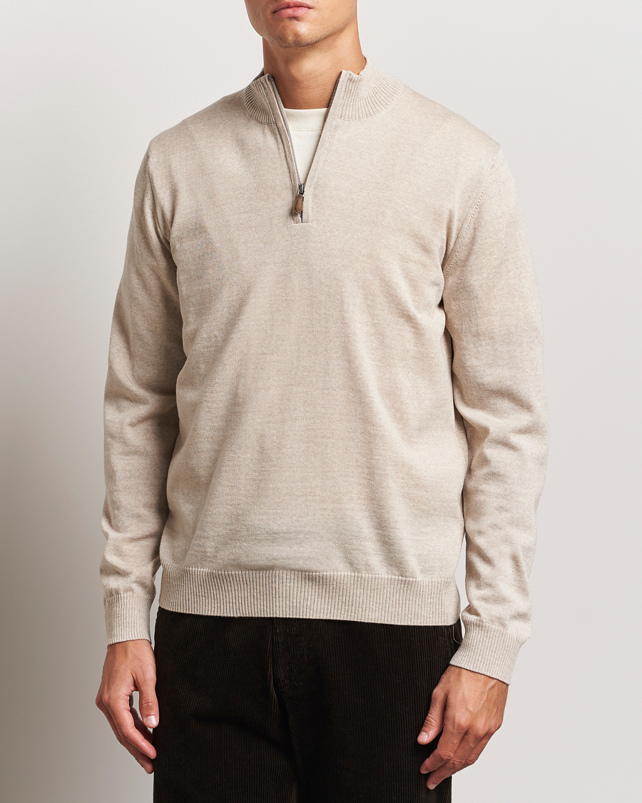 Mies | Puserot | Stenströms | Merino Half Zip Beige