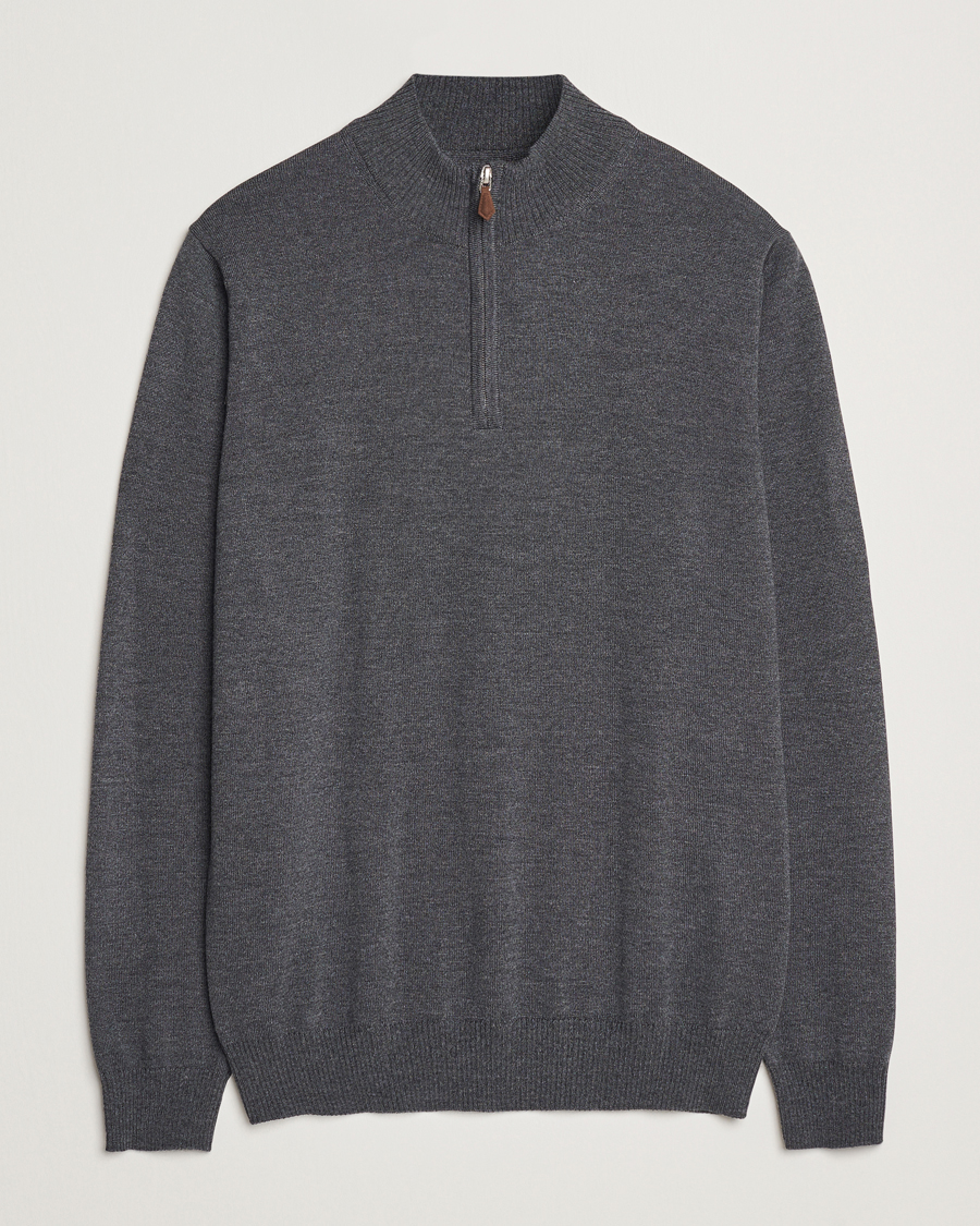 Mies | Puserot | Stenströms | Merino Half Zip Dark Grey