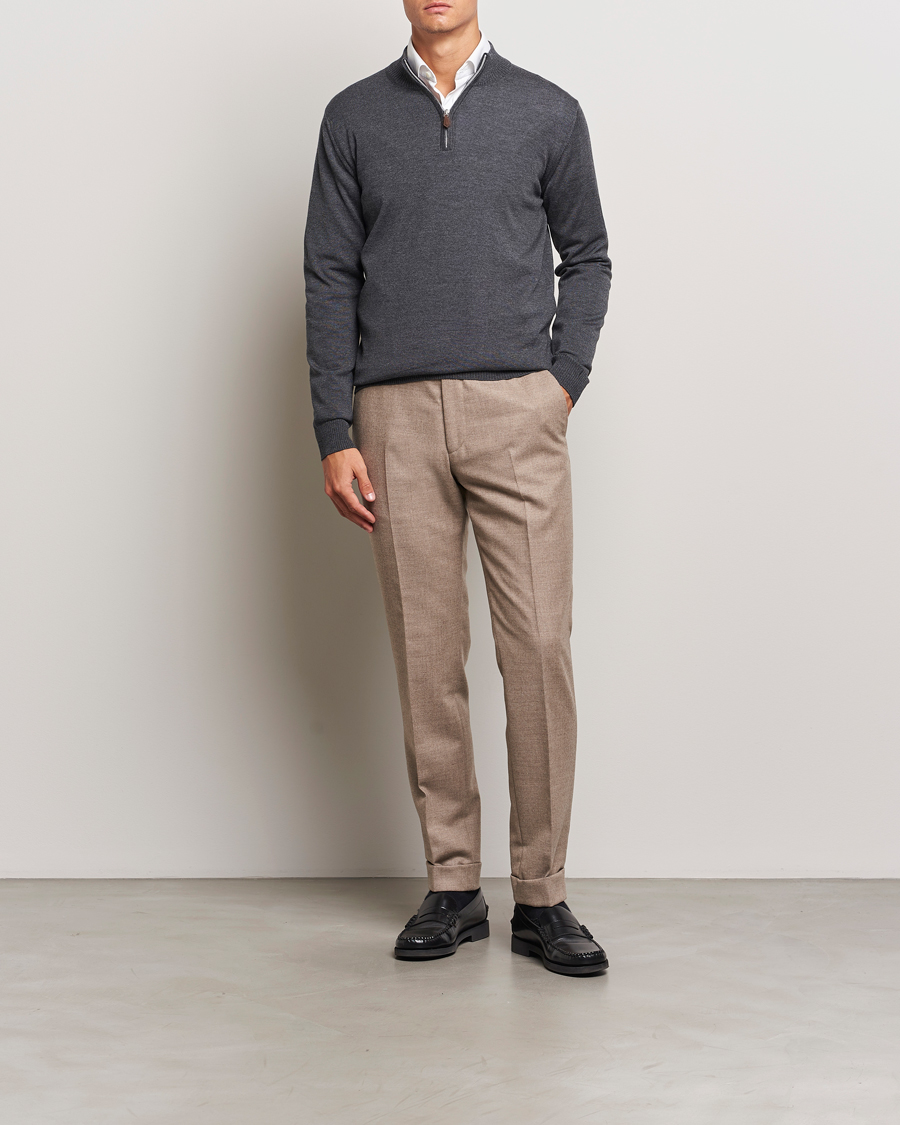 Mies | Puserot | Stenströms | Merino Half Zip Dark Grey