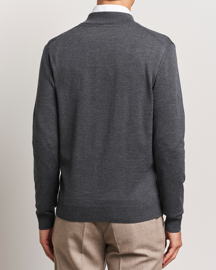 Mies | Puserot | Stenströms | Merino Half Zip Dark Grey