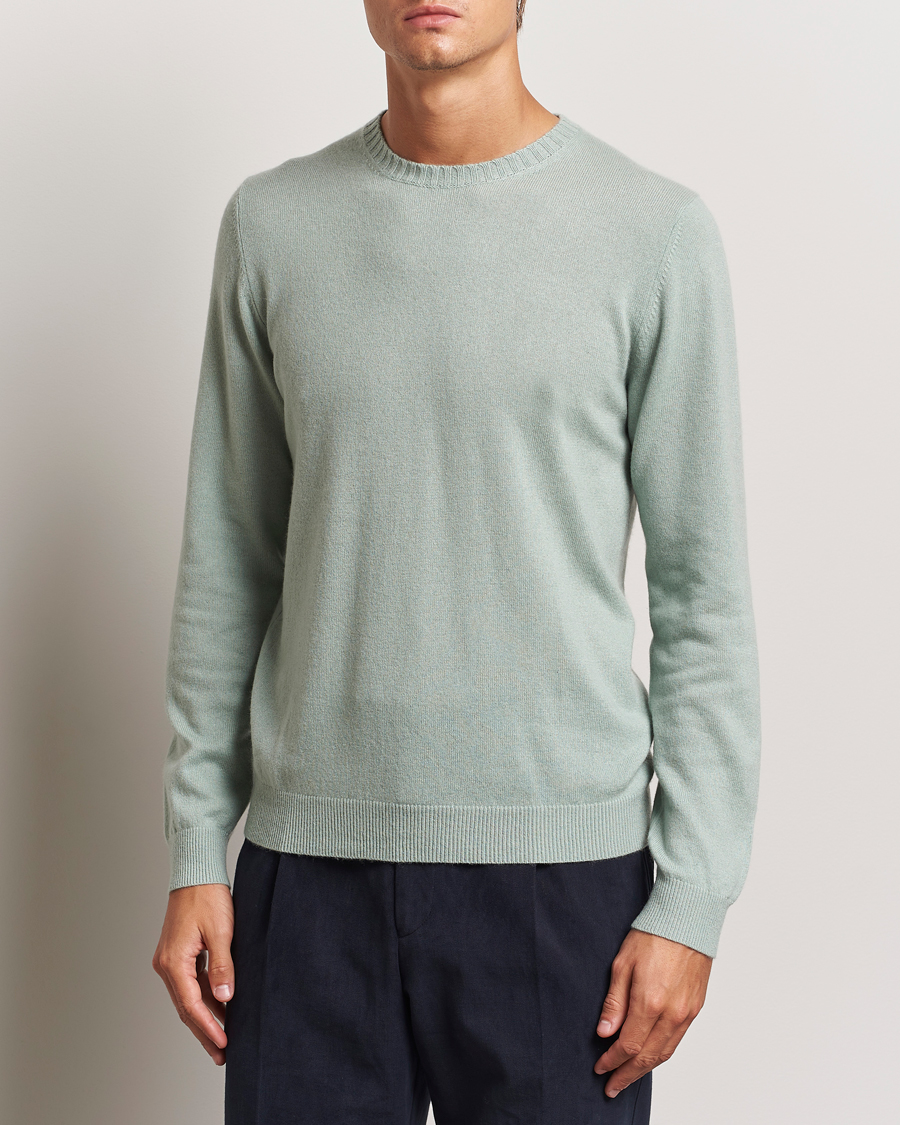 Mies | Puserot | Stenströms | Cashmere Crewneck Light Green