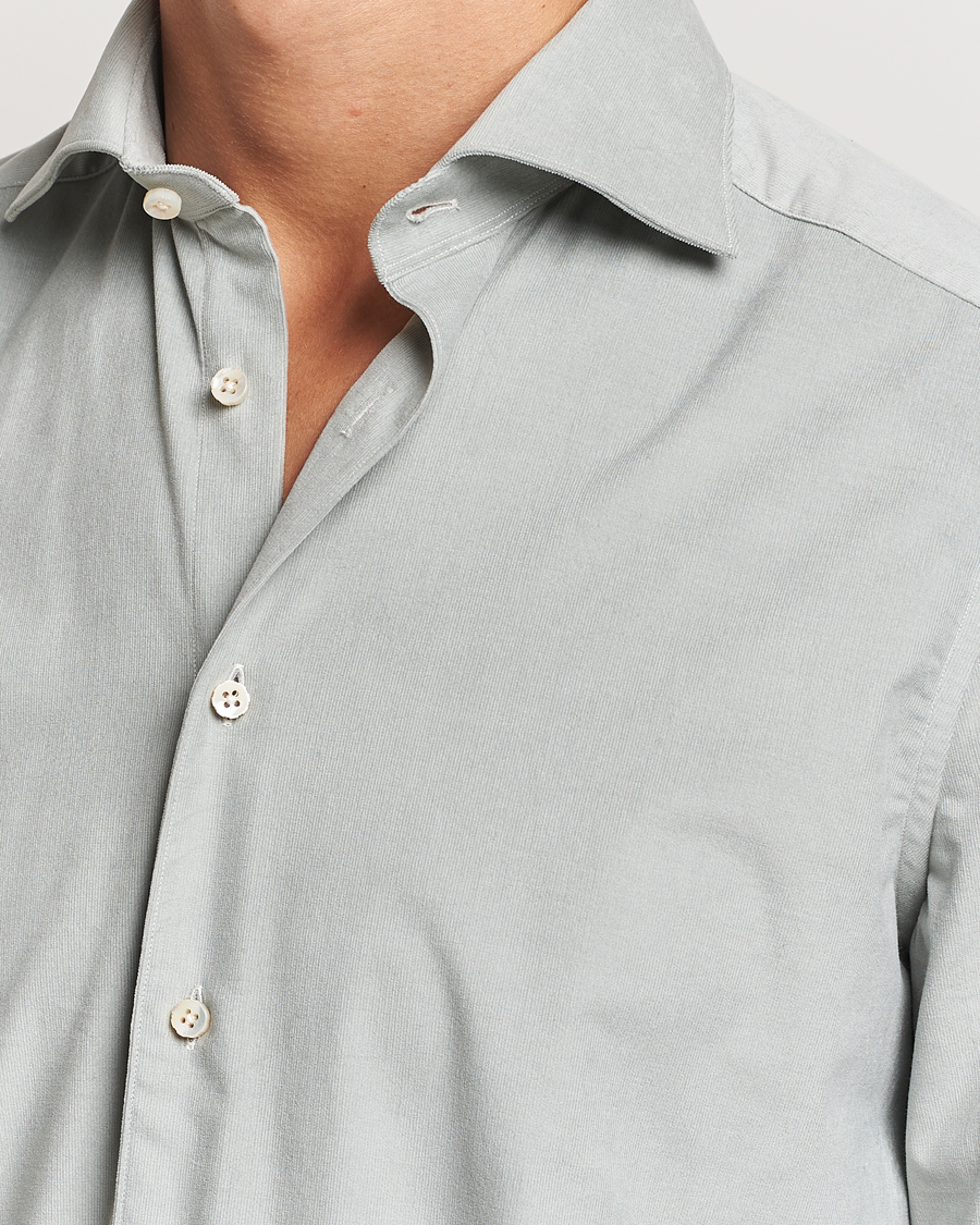 Mies | Kauluspaidat | Stenströms | 1899 Velvet Baby Corduroy Shirt Soft Green