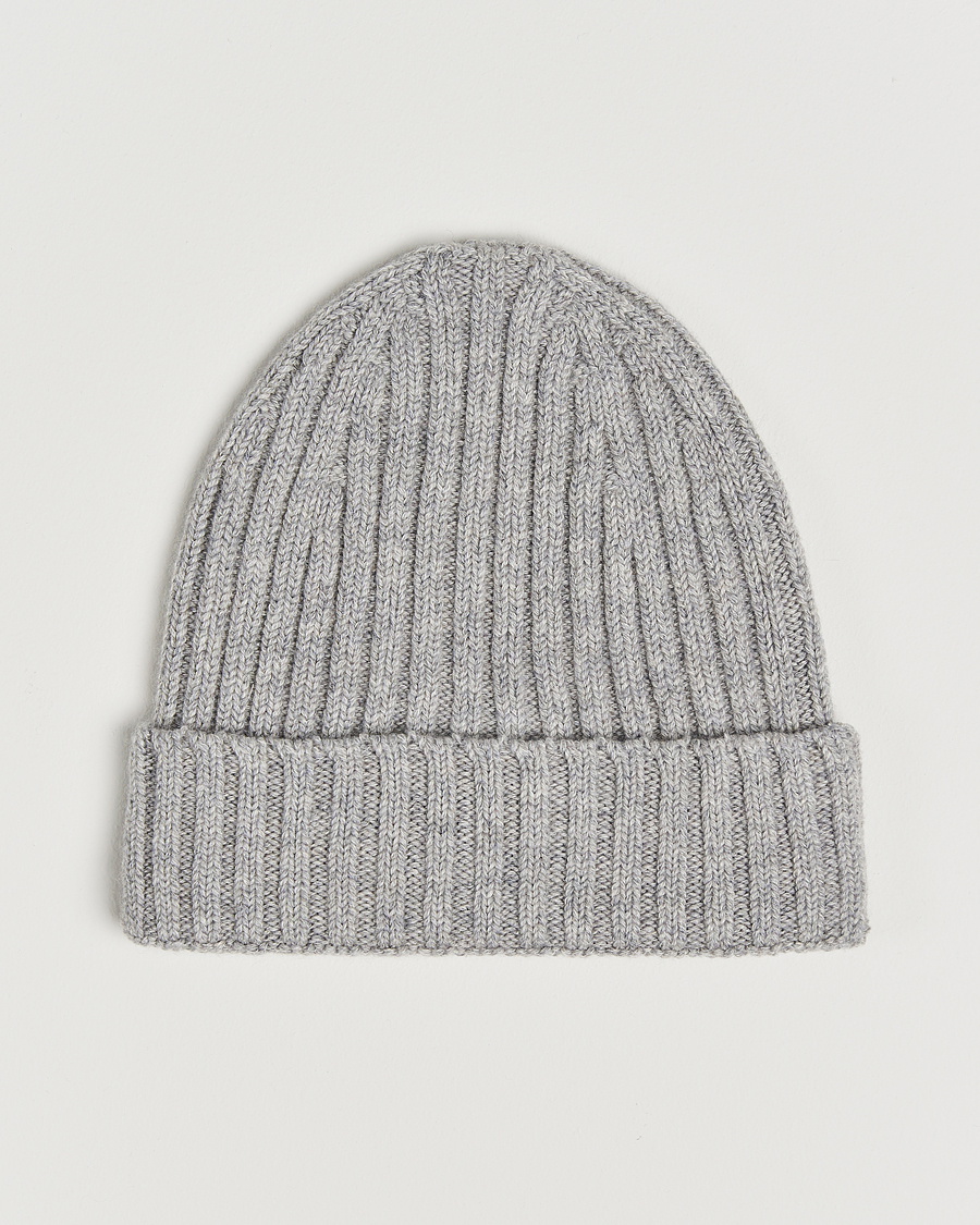 Mies | Stenströms Ribbed Cotton/Cashmere Hat Grey | Stenströms | Ribbed Cotton/Cashmere Hat Grey