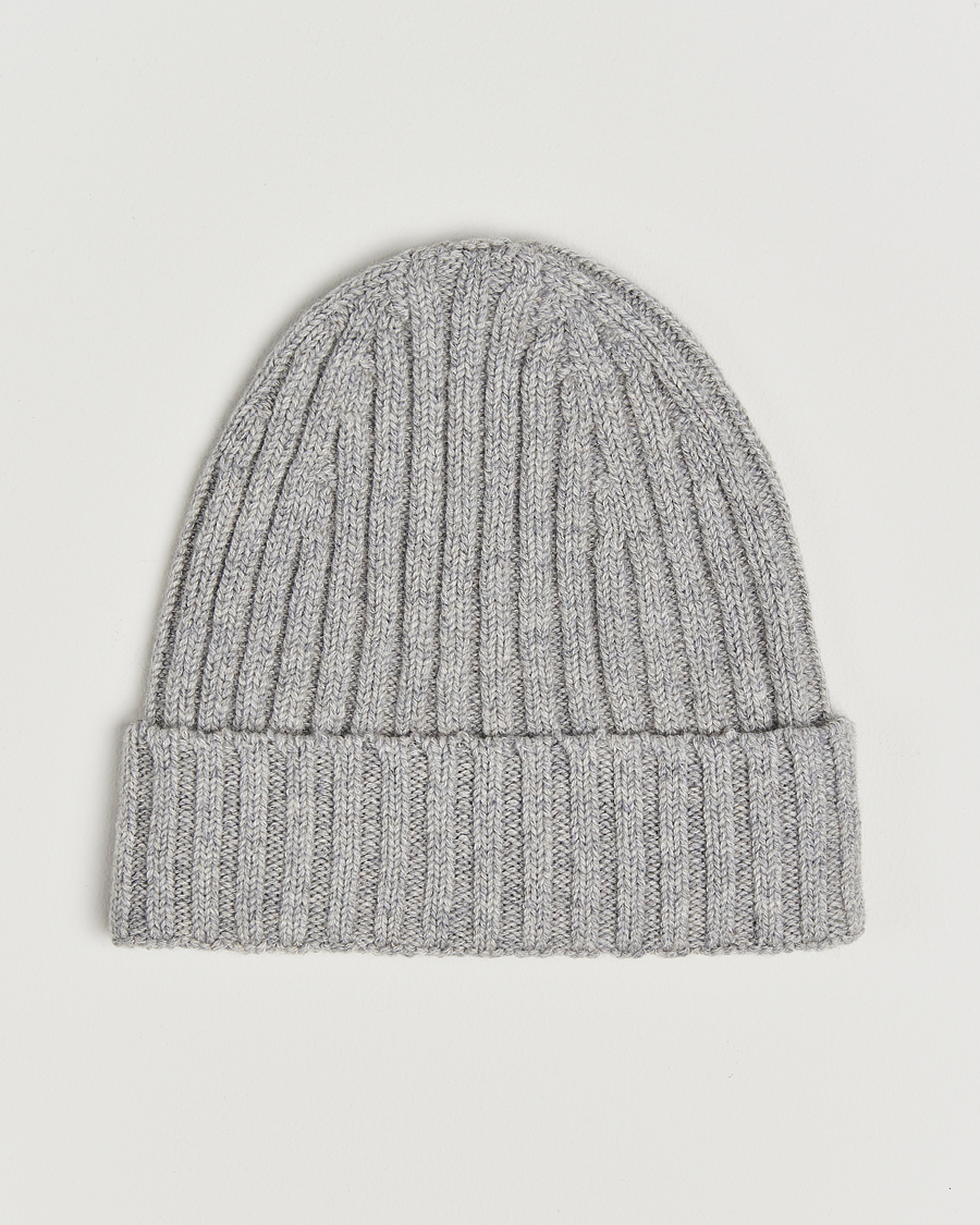 Mies | Stenströms Ribbed Cotton/Cashmere Hat Grey | Stenströms | Ribbed Cotton/Cashmere Hat Grey