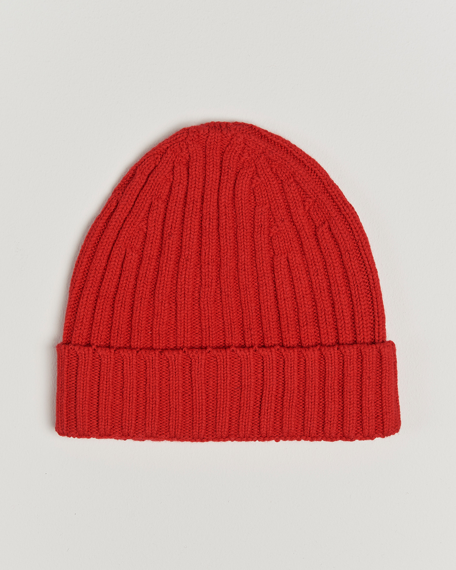 Mies | Stenströms Ribbed Cotton/Cashmere Hat Red | Stenströms | Ribbed Cotton/Cashmere Hat Red