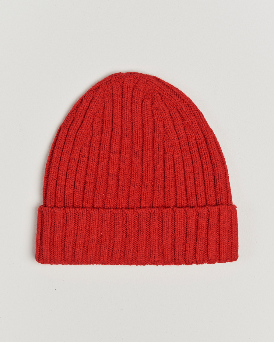 Mies | Stenströms Ribbed Cotton/Cashmere Hat Red | Stenströms | Ribbed Cotton/Cashmere Hat Red