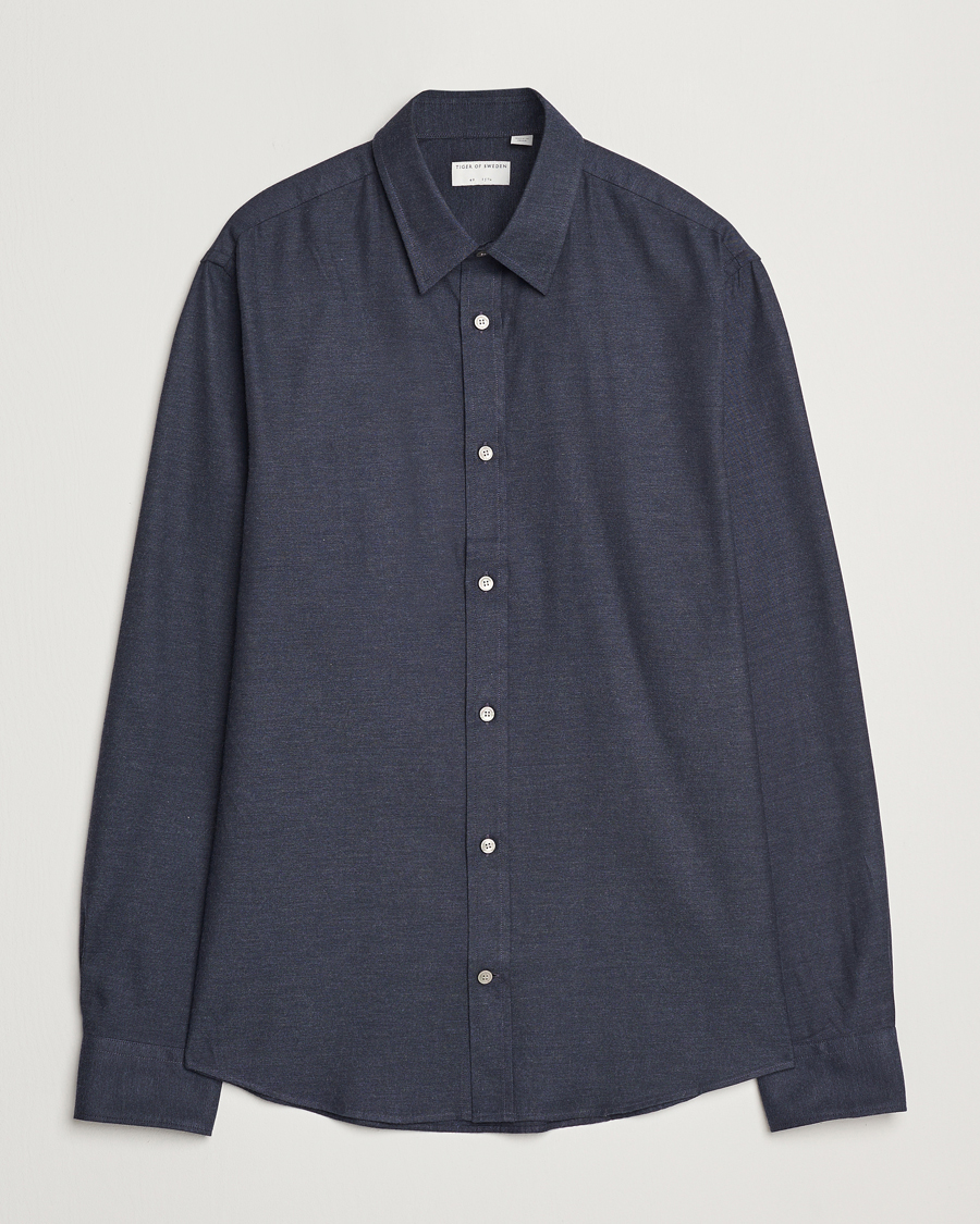 Mies | Kauluspaidat | Tiger of Sweden | Spenser Brushed Twill Shirt Sea Blue