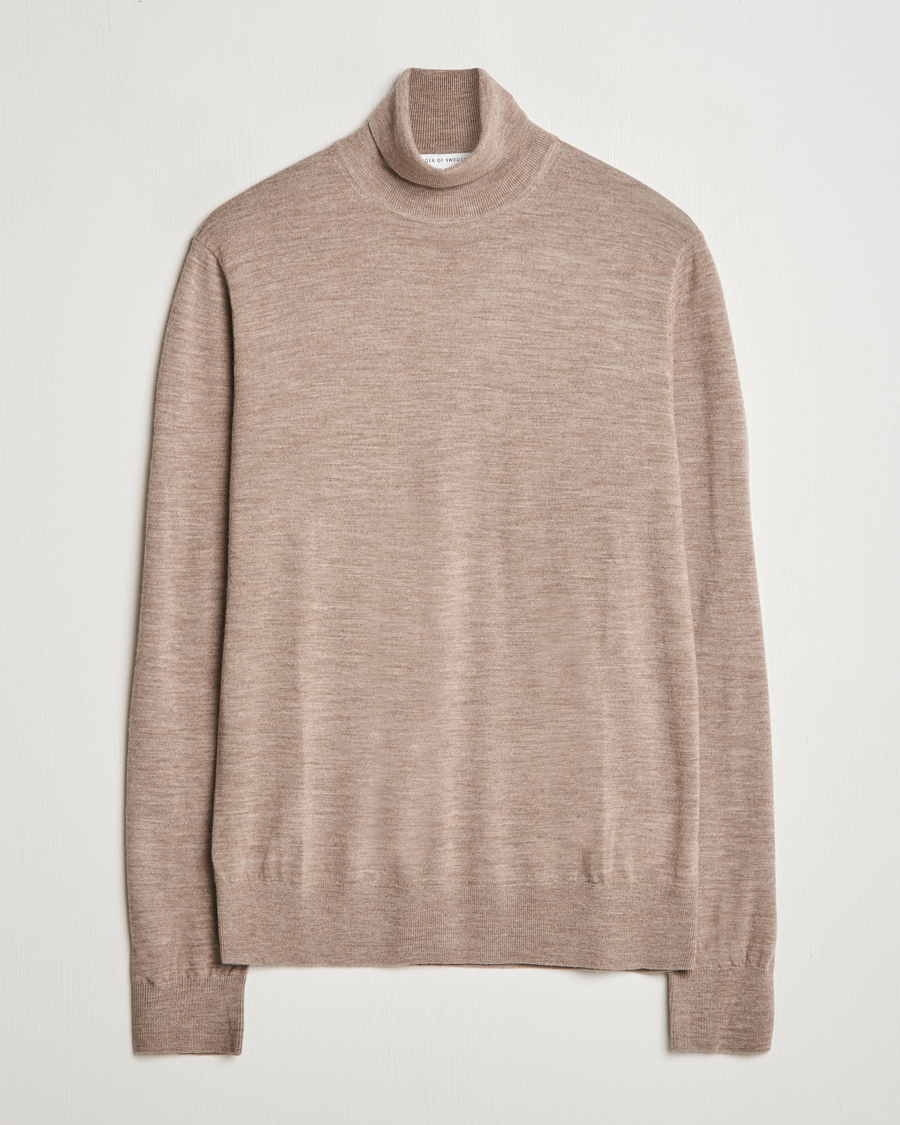 Mies | Puserot | Tiger of Sweden | Nevile Extra Fine Merino Polo Beige Melange
