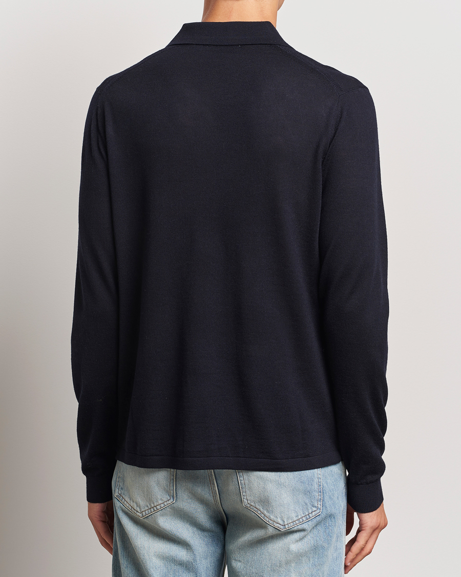 Mies | Puserot | Tiger of Sweden | Eross Extra Fine Merino Poloshirt Light Ink