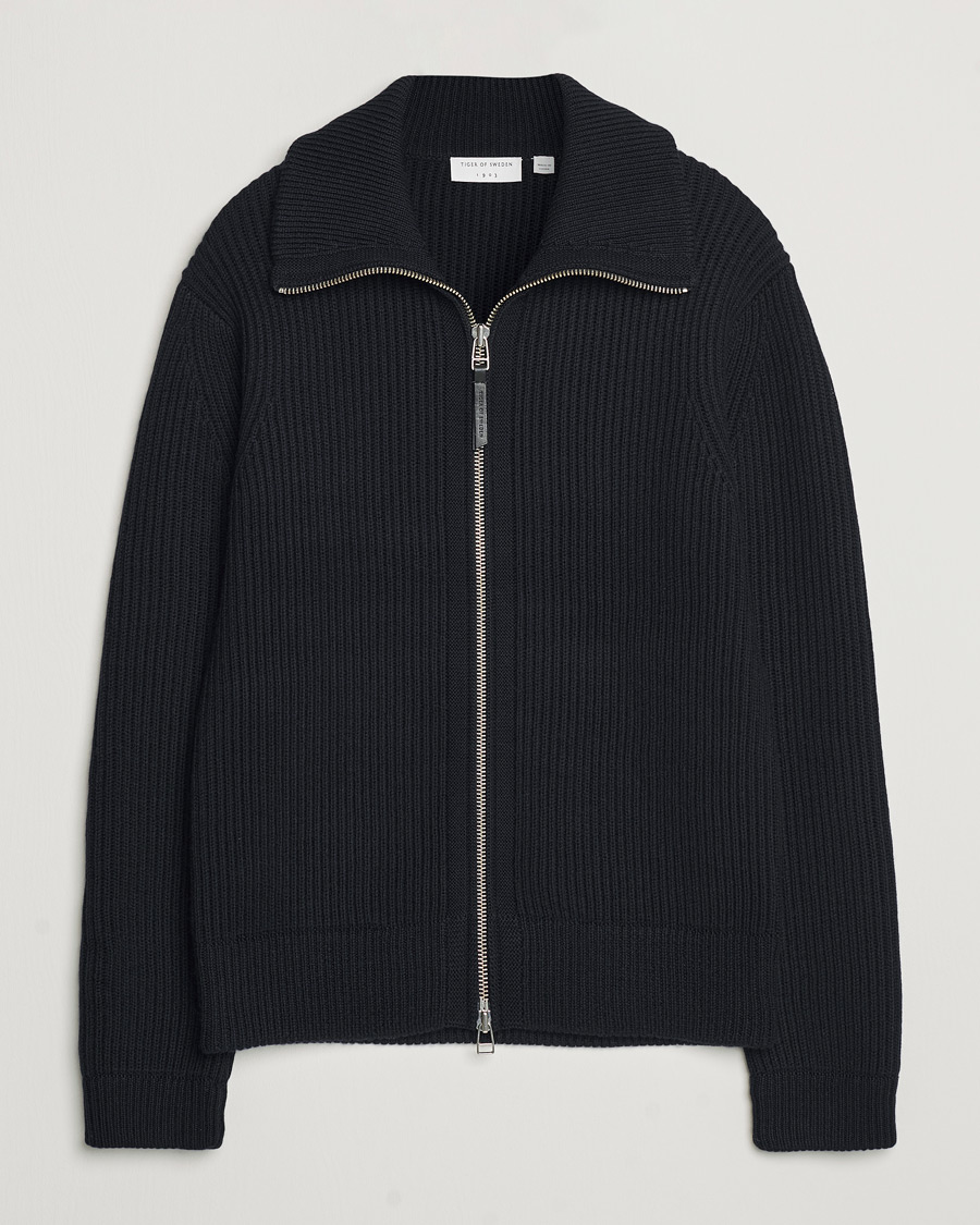 Mies | Puserot | Tiger of Sweden | Niall Heavy Knitted Full Zip Light Ink