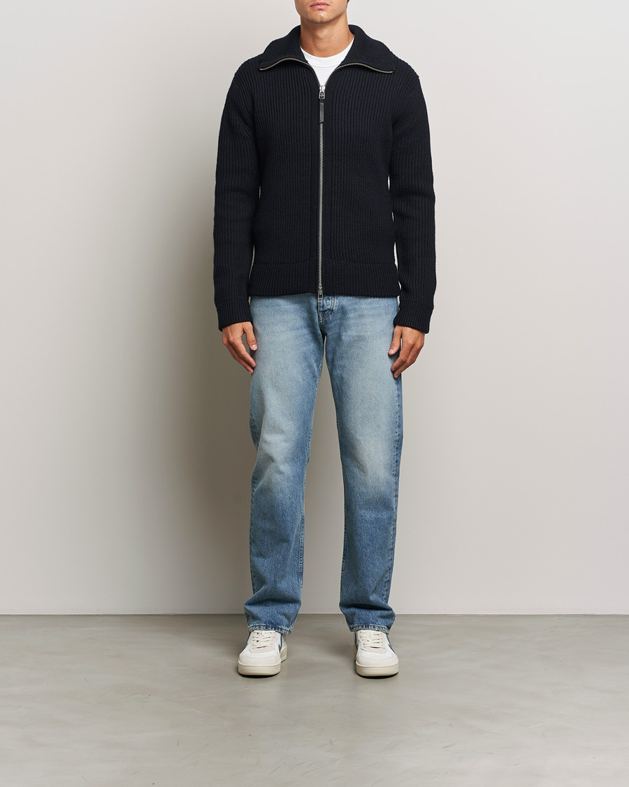 Mies | Puserot | Tiger of Sweden | Niall Heavy Knitted Full Zip Light Ink
