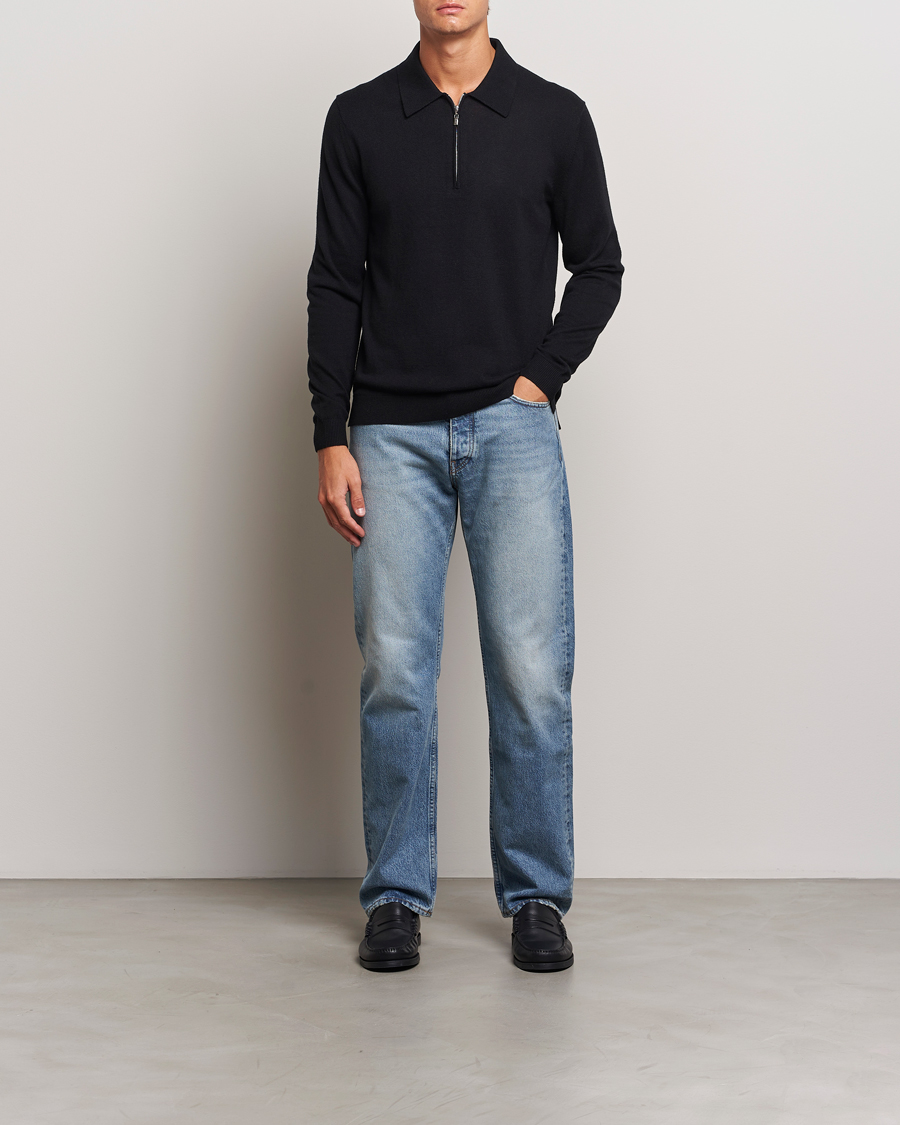 Mies | Puserot | Tiger of Sweden | Orbit Wool/Cotton Half Zip Black