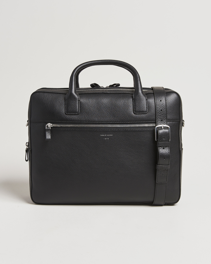 Mies | Tiger of Sweden Beridare Double Zip Leather Briefcase Black | Tiger of Sweden | Beridare Double Zip Leather Briefcase Black