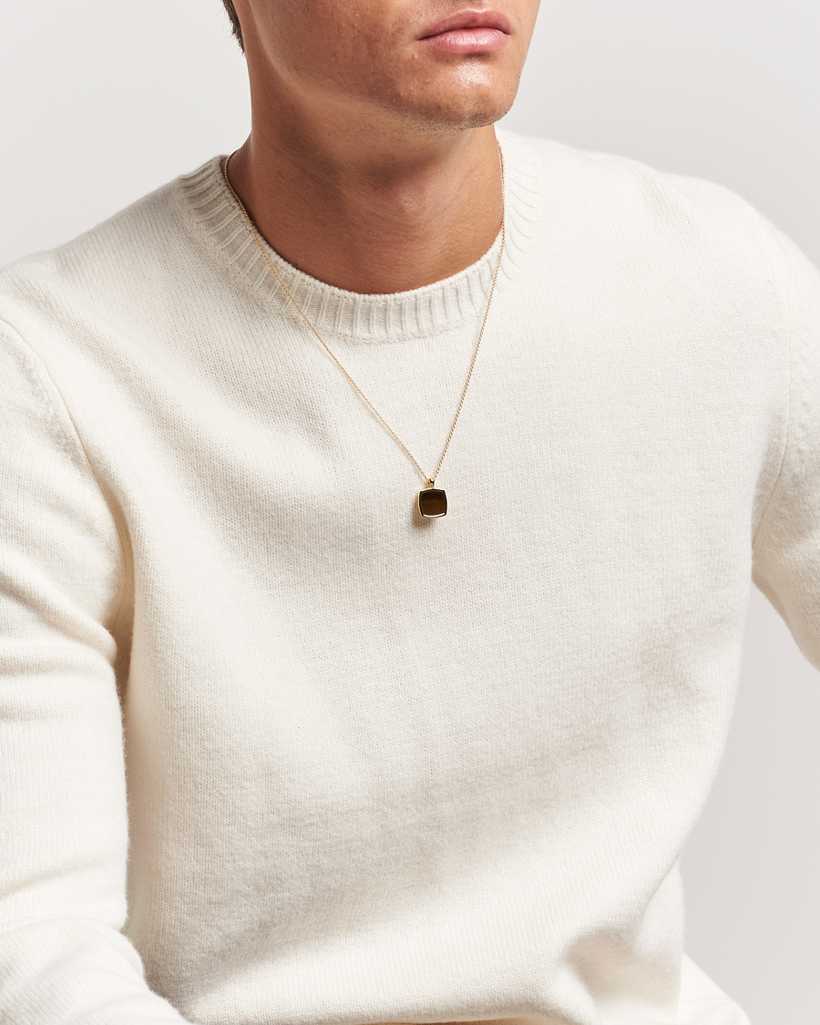 Mies | Korut | Tom Wood | Cushion Pendant Tiger Eye Gold