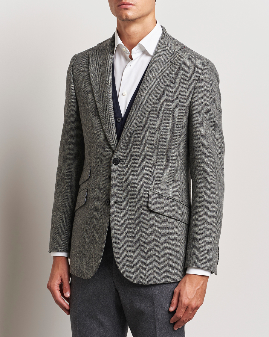 Mies | Pikkutakit | Walker Slater | Edward Lambswool Herringbone Blazer Dark Grey
