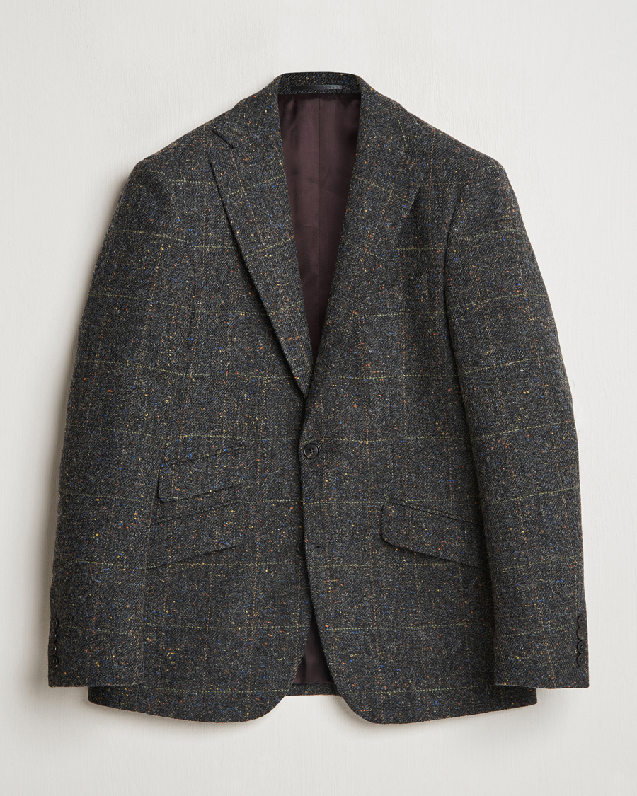 Mies | Pikkutakit | Walker Slater | Edward Wool Donegal Windowpane Blazer Dark Grey
