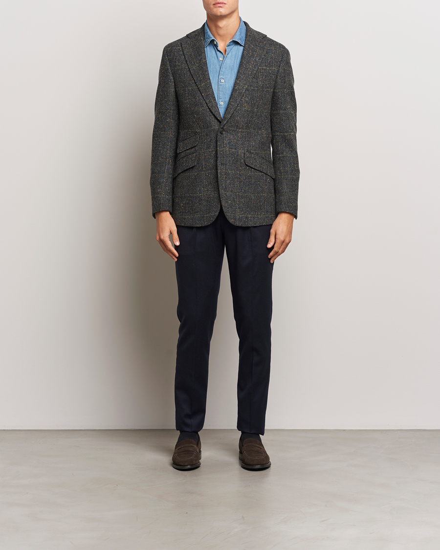 Mies | Pikkutakit | Walker Slater | Edward Wool Donegal Windowpane Blazer Dark Grey