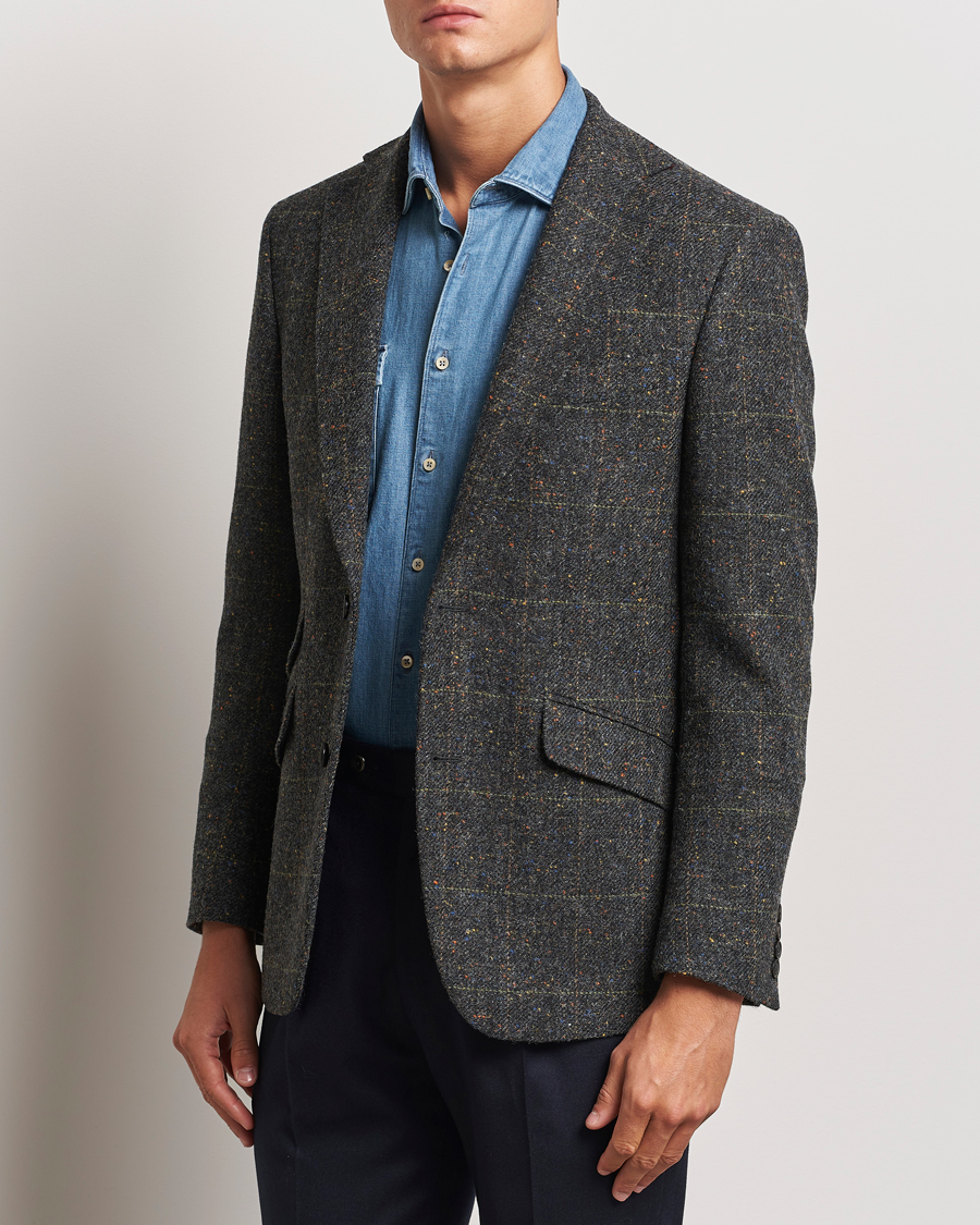 Mies | Pikkutakit | Walker Slater | Edward Wool Donegal Windowpane Blazer Dark Grey