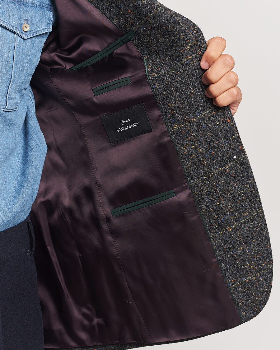 Mies | Pikkutakit | Walker Slater | Edward Wool Donegal Windowpane Blazer Dark Grey