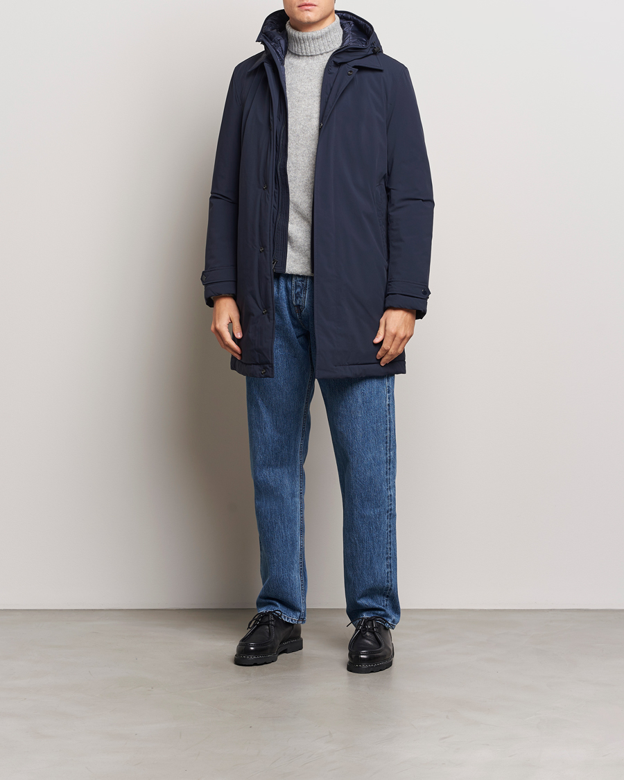 Mies | Takit | Woolrich | Stretch 2 in 1 Padded Waterproof Carcoat Melton Blue