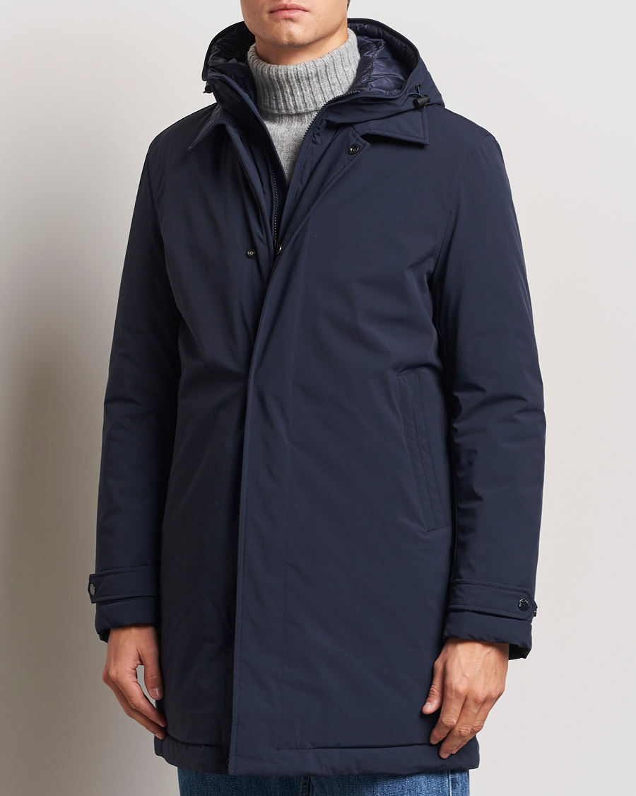 Mies | Takit | Woolrich | Stretch 2 in 1 Padded Waterproof Carcoat Melton Blue