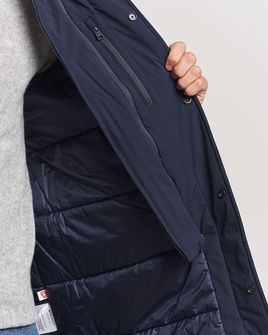 Mies | Takit | Woolrich | Stretch 2 in 1 Padded Waterproof Carcoat Melton Blue