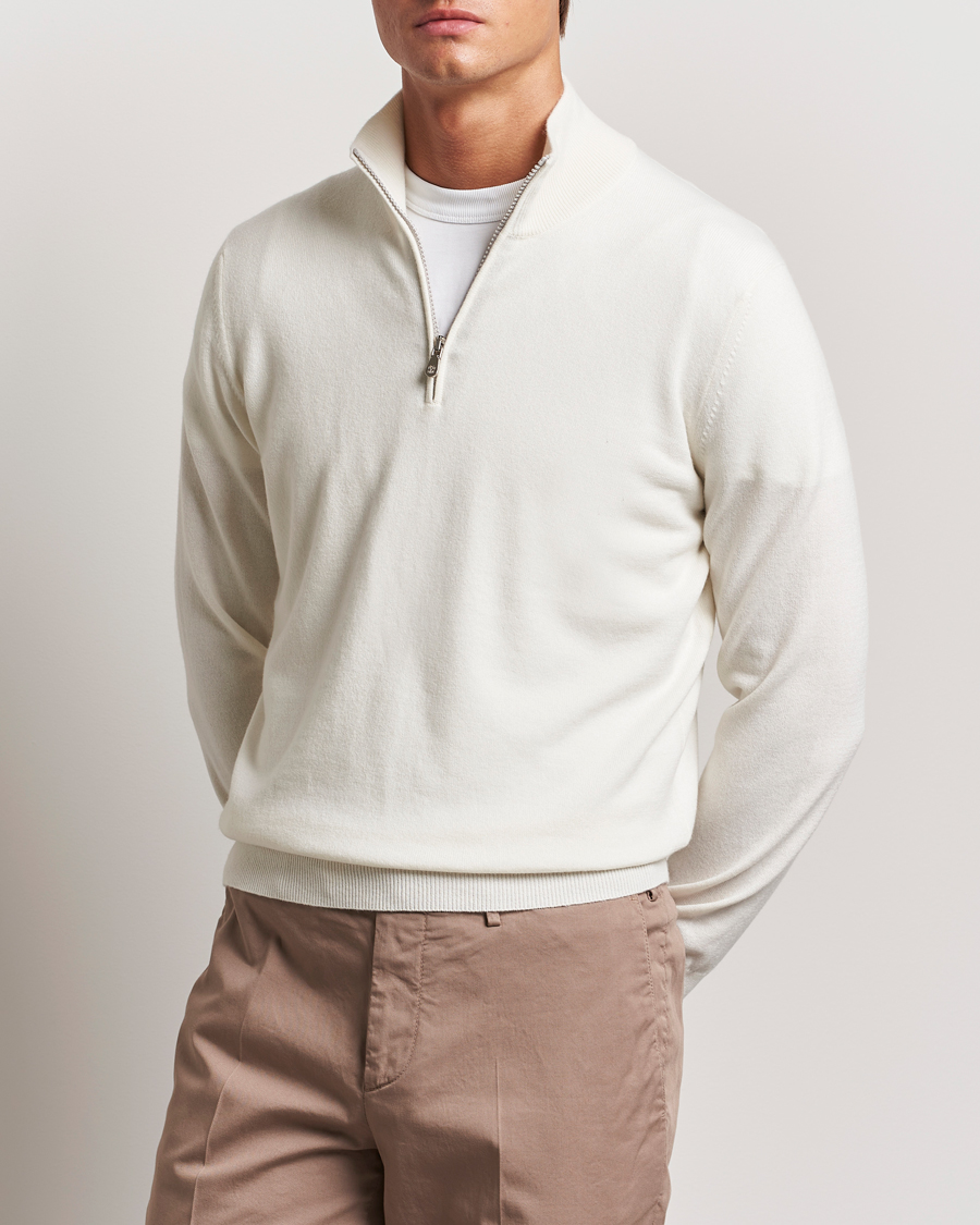 Mies | Puserot | Brunello Cucinelli | 2 Ply Cashmere Half Zip Panama
