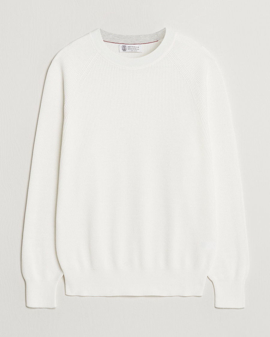 Mies | Puserot | Brunello Cucinelli | Cotton Rib Crew Neck Panama