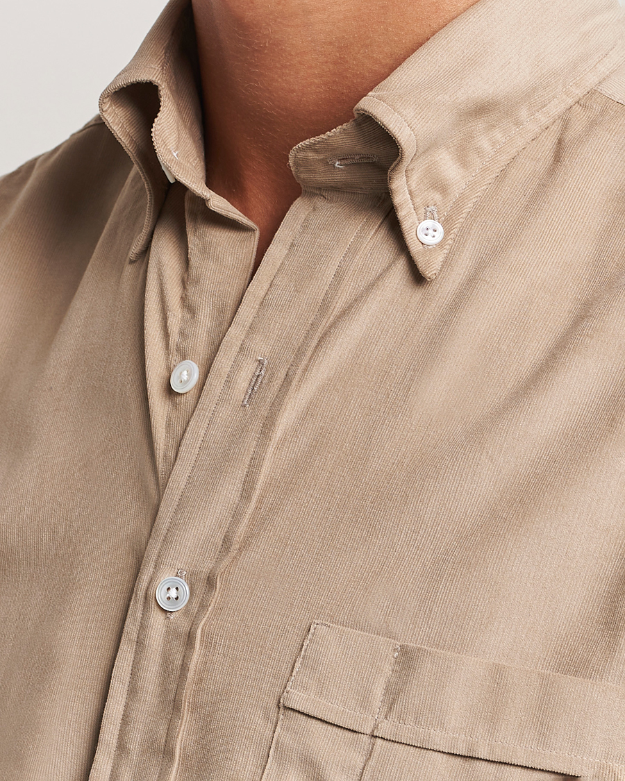 Mies | Kauluspaidat | Drake's | Button Down Corduroy Shirt Ecru