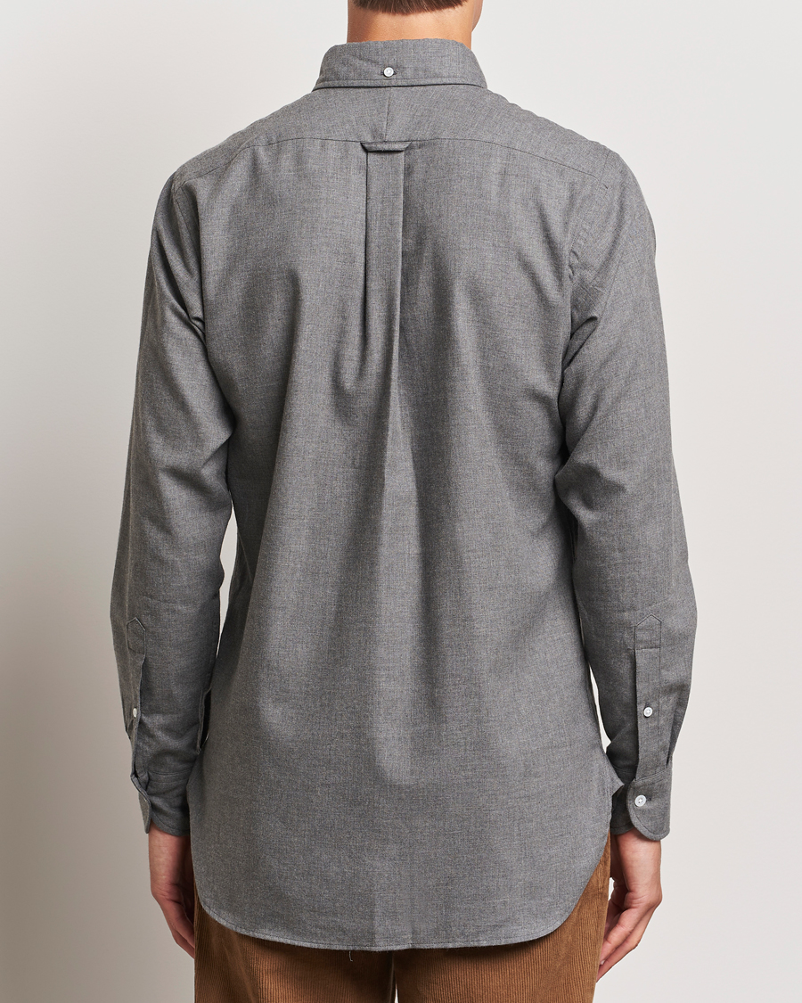 Mies | Kauluspaidat | Drake's | Button Down Flannel Shirt Grey