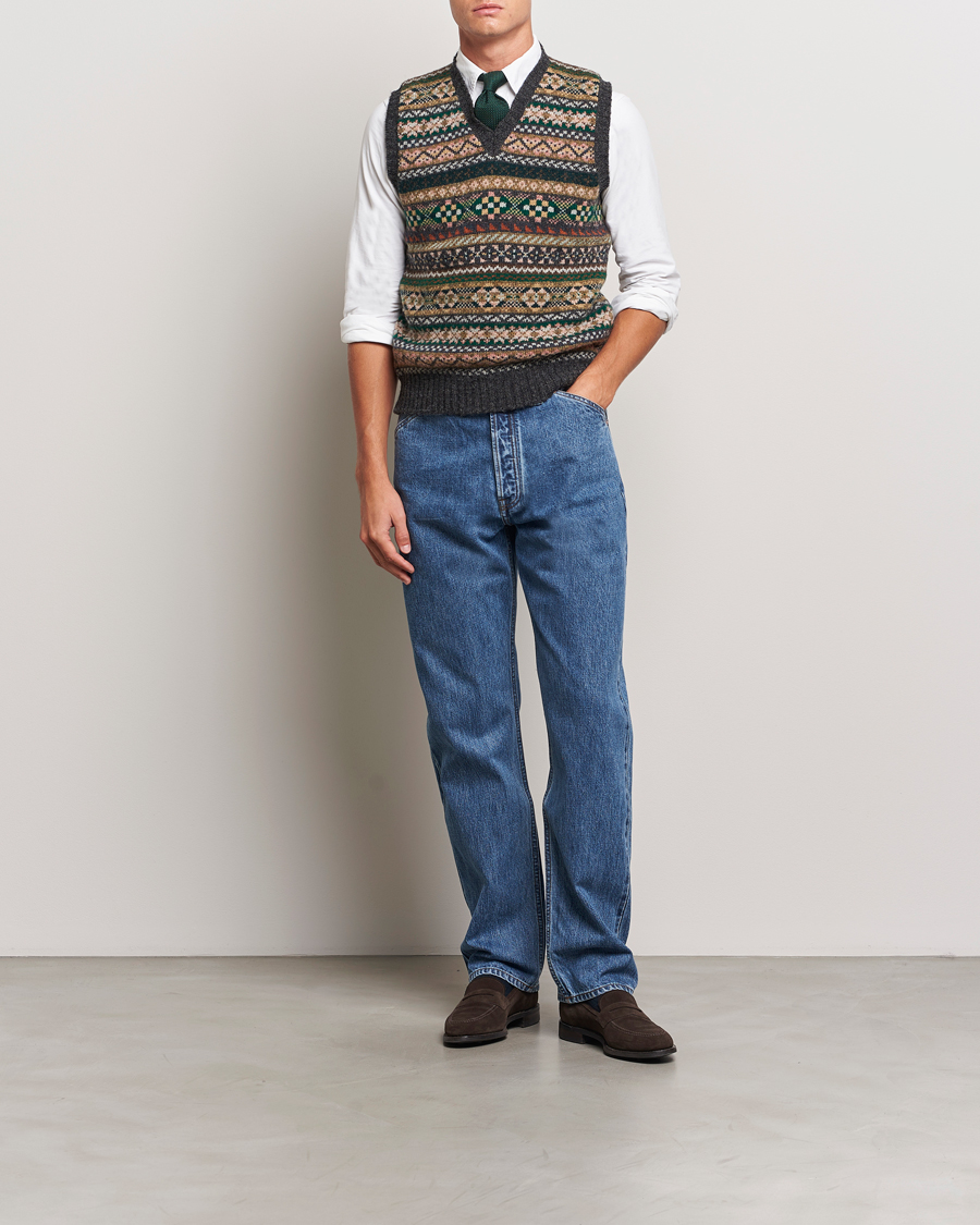 Mies | Puserot | Drake's | Fairisle Wool Vest Purple Multi