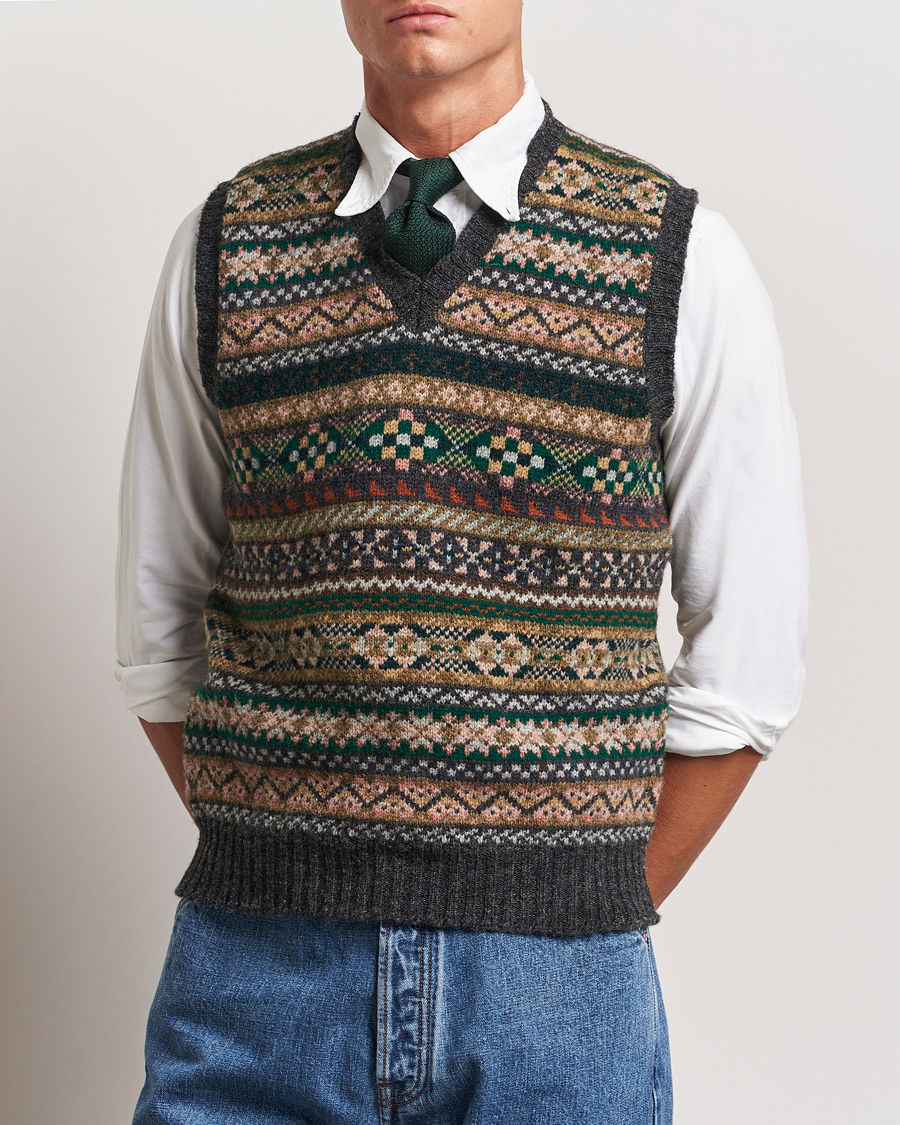 Mies | Puserot | Drake's | Fairisle Wool Vest Purple Multi
