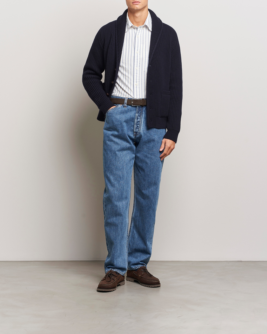 Mies | Puserot | Drake's | Lambswool 6-Ply Shawl Collar Cardigan Navy